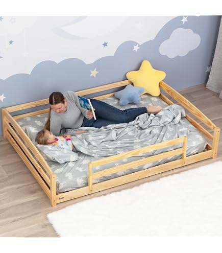 Amazon.com: Full Size Floor Bed with Fence and Door, Rubber Wood